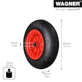 thumbnail of WAGNER Schubkarrenrad LUFTBEREIFT - Ø Rad 400 x 100 mm, Achsloch 20 mm, Kunststofffelge, Tragkraft 150 kg - 04940201