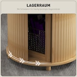 thumbnail of Couchtisch Bambus Naturholz Ø60x45  mit Schiebetür und verstecktem Stauraum, runder Wohnzimmertisch im modernen Design, bodenschonend