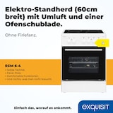 thumbnail of Exquisit ECM 6-4 Elektro-Standherd | Ober-/Unterhitze | Grill | Multifunktion | Backofen-Volumen: 61 l | EEK:  A | Weiß