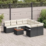 thumbnail of vidaXL Garten-Sofa-Set mit Kissen mit Speicher 9 pcs Schwarz und Creme