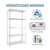 thumbnail of SimonRack Metallregal mit Schrauben 1800x800x500 mm, 5 Böden, 100 kg Biegepunkt, Weiss - Comfort