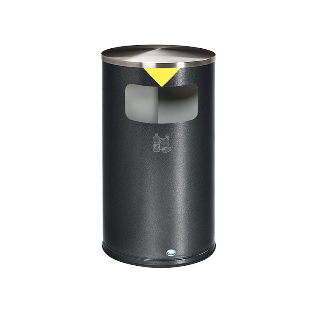 PROREGAL Robuster & modularer Wertstoffsammler 3 Öffnungen | 20 Liter, HxBxT 75x42,5x42,5cm | Verzinkter Stahl | Silber | Mülleimer Abfalleimer