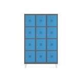 thumbnail of Rocada taquilla soldada 30cm (300mm) 3 módulos 4 puertas cuerpo antracita ral7015 + puertas azul ral5009