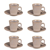 thumbnail of Coffret de 6 tasses à café avec sous tasses Liv -  9.00 cl Gris Rond Porcelaine Table Passion 9.00x7.00 cm