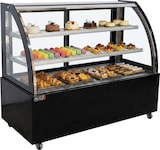 thumbnail of Romux® Kühlvitrine für Konditorei Standgerät 2 Böden Gebogenes Glas Schwarz 600 Liter Umluftkühlung | Professionelle Vitrinen