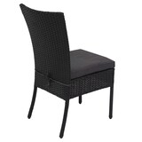 thumbnail of Poly-Rattan Garnitur HWC-G19, Sitzgruppe Balkon-/Lounge-Set, 4xStuhl+Tisch, 120x75cm ~ schwarz, Kissen dunkelgrau