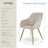 thumbnail of tectake Chaise MARILYN Effet velours style scandinave - Lot de 2 taupe/or