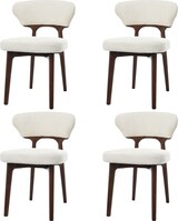 thumbnail of 4 Esszimmerstühle aus Chenille in Hellbeige, Massivholzgestell, weich gepolstert, 150 kg Belastbarkeit, einfache Montage
