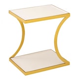 thumbnail of Couchtisch weiß Beistelltisch eckig 40 H 45 cm Lampentisch Sofatisch Tisch Metall gold