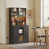 thumbnail of HOMCOM Credenza Cucina con Portabottiglie, Prese e Luci LED Nero