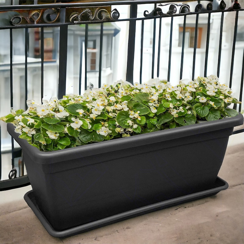 12 Sottovasi Rettangolari In Plastica Per Piante, 29x29 Cm, Altezza 4,4 Cm, Colore Nero, Multiuso Per Interni/Esterni - 3