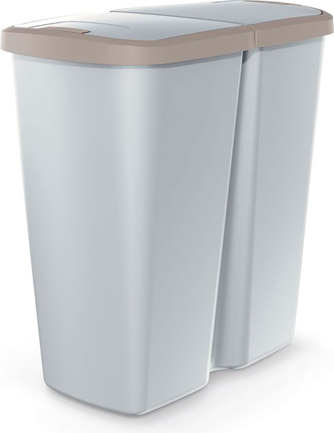 Keden Compacta Q duo Cubo de Basura 45L con 2 Tapas Independientes en color Blanco y marrón
