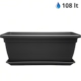 thumbnail of Macetero rectangular de plástico de 80 cm para plantas y flores con jardinera de exterior antracita, resistente a los rayos UV, fabricado en Italia.