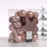 thumbnail of Weihnachtskugeln mit Stern Baumspitze Christbaumkugeln bruchfest rosa 33er Set