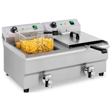Royal Catering Freidora eléctrica - 2 x 13 L - grifo de vaciado - 230 V