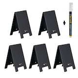 thumbnail of Securit® 5er-Set Mini-Tischtafeln auf Staffeleien - Schwarz - Kreidestift und elastische Kordel inklusive