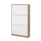 thumbnail of WellHome - Zapatero Abatible de Madera con 3 Compartimentos en color Blanco y Roble 71 x 25 x 124 cm - Segre Oak