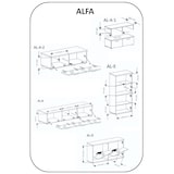 thumbnail of Mobili TV Parete da Soggiorno e pranzo contemporaneo con illuminazione a LED, Bianco Mate e Nero Laccato, 250 x 194 x 42 cm - 1ALFANEGRO