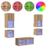 thumbnail of Helloshop26 - Lot de 8 meubles TV muraux modernes avec LEDs rangement design minimaliste 30 x 28,5 x 30 cm en bois d'ingénierie 02_0056083