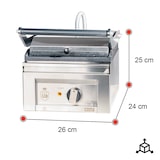 thumbnail of Romux® Grelhador de Contato Elétrico de 26 cm de Bancada em Aço Inox com Superfície Dupla Ranhurada | Grelhador Profissional 300° - 1300 W