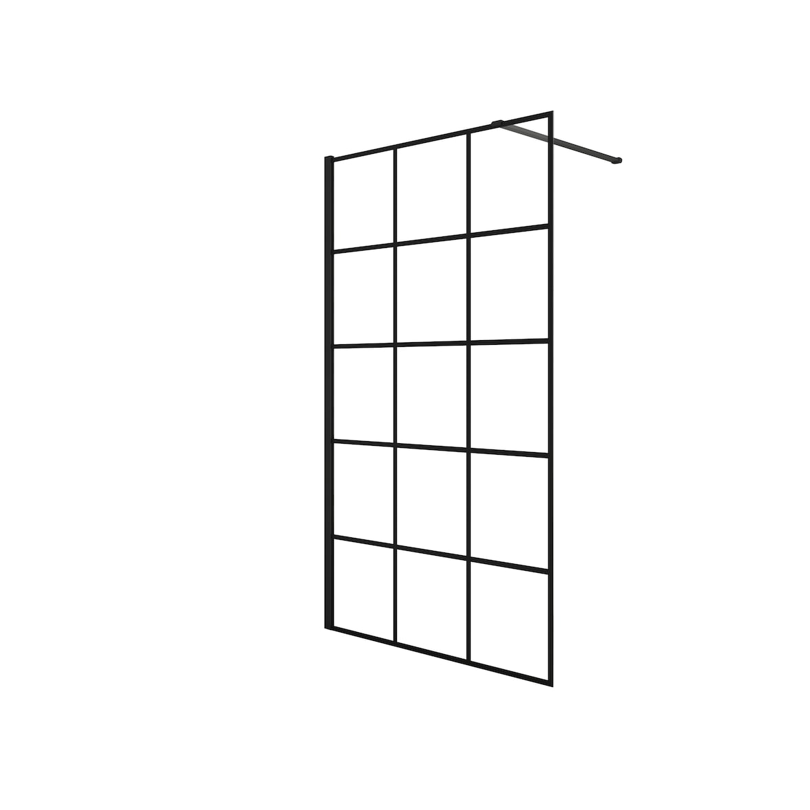 AICA Walkin Mampara Panel de ducha serigrafiada de celosía cuadrada Vidrio Antical 8mm con Barra1 90cm Perfil Negro Mate (88-90)x200cm