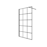 thumbnail of AICA Walkin Mampara Panel de ducha serigrafiada de celosía cuadrada Vidrio Antical 8mm con Barra1 90cm Perfil Negro Mate (88-90)x200cm