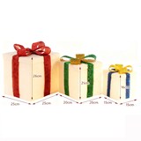 thumbnail of COSTWAY Set van 3 LED-cadeaudozen, kerstversiering met 48 warmwitte LED's en timer, waterdichte kerstdoos