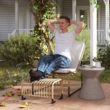 thumbnail of Lounge-Sessel Set mit Fußhocker PE-Rattan Cremeweiß 93x65x80 cm armlos mit fixierbarem Kissen UV-beständig Stahlgestell für Balkon Terrasse