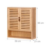 thumbnail of Relaxdays Hängeschrank Bad, 3 Fächer, HBT: 66 x 59 x 21 cm, Lamellentüren, Magnetverschluss, schmaler Wandschrank, natur