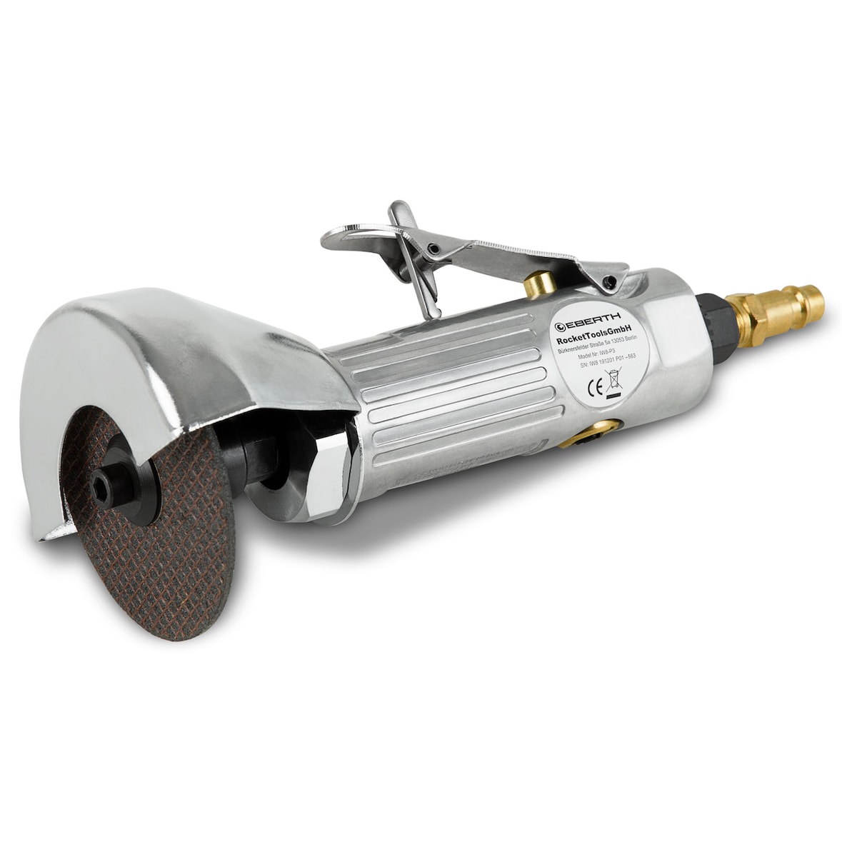 EBERTH Druckluft-Winkelschleifer, 6 bar, 1/4" Anschluss, 20.000 U/min, Ø 75mm, für Stahl/Edelstahl/Alu, inkl. Zubehör