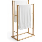 thumbnail of Toallero de pie portatil de Madera de bambú con 2 Porta Toallas