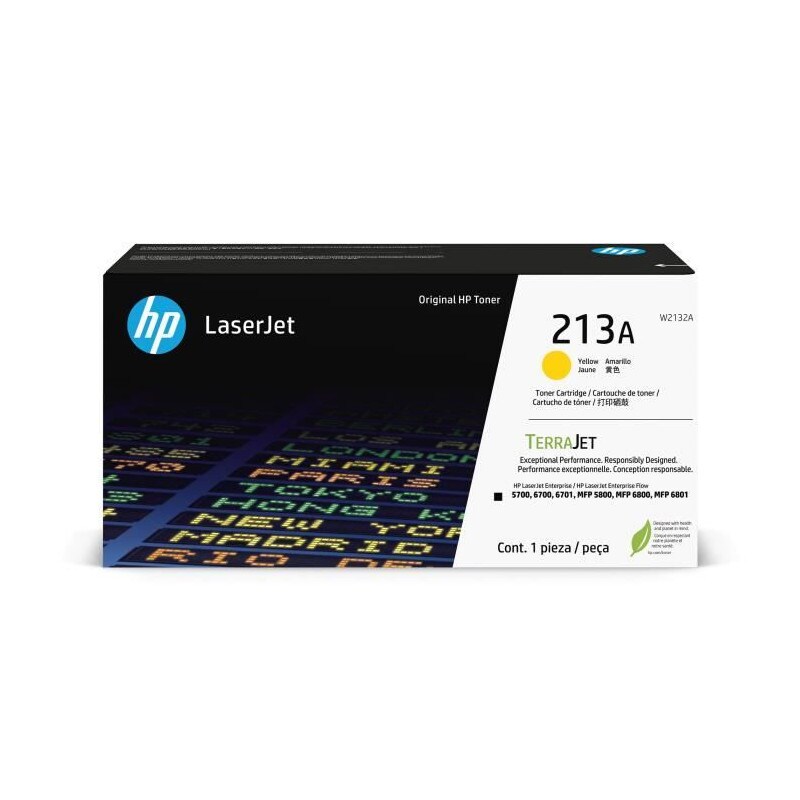 Cartouche De Toner Hp 213a Jaune Authentique (w2132a) Pour Hp Laserjet Enterprise 5700 / 6700 / Mfp 5800 / 6800 /6801