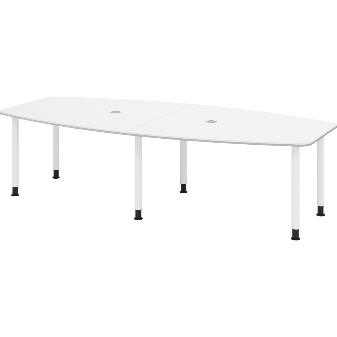bümö Konferenztisch oval 280x130 cm großer Besprechungstisch in weiß, Besprechungstisch mit Gestell in weiß, Meetingtisch für 10 Personen, XXL-Tisch