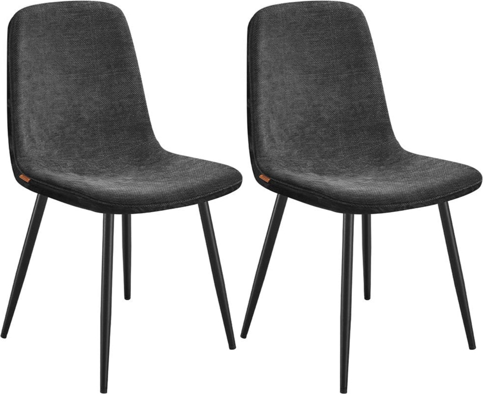 Helloshop26 - Esszimmerstühle 4er-Set Metallgestell verstellbare Füße pflegeleicht Küchenstühle strukturierter Chenille-Stoff grau 12_0004984