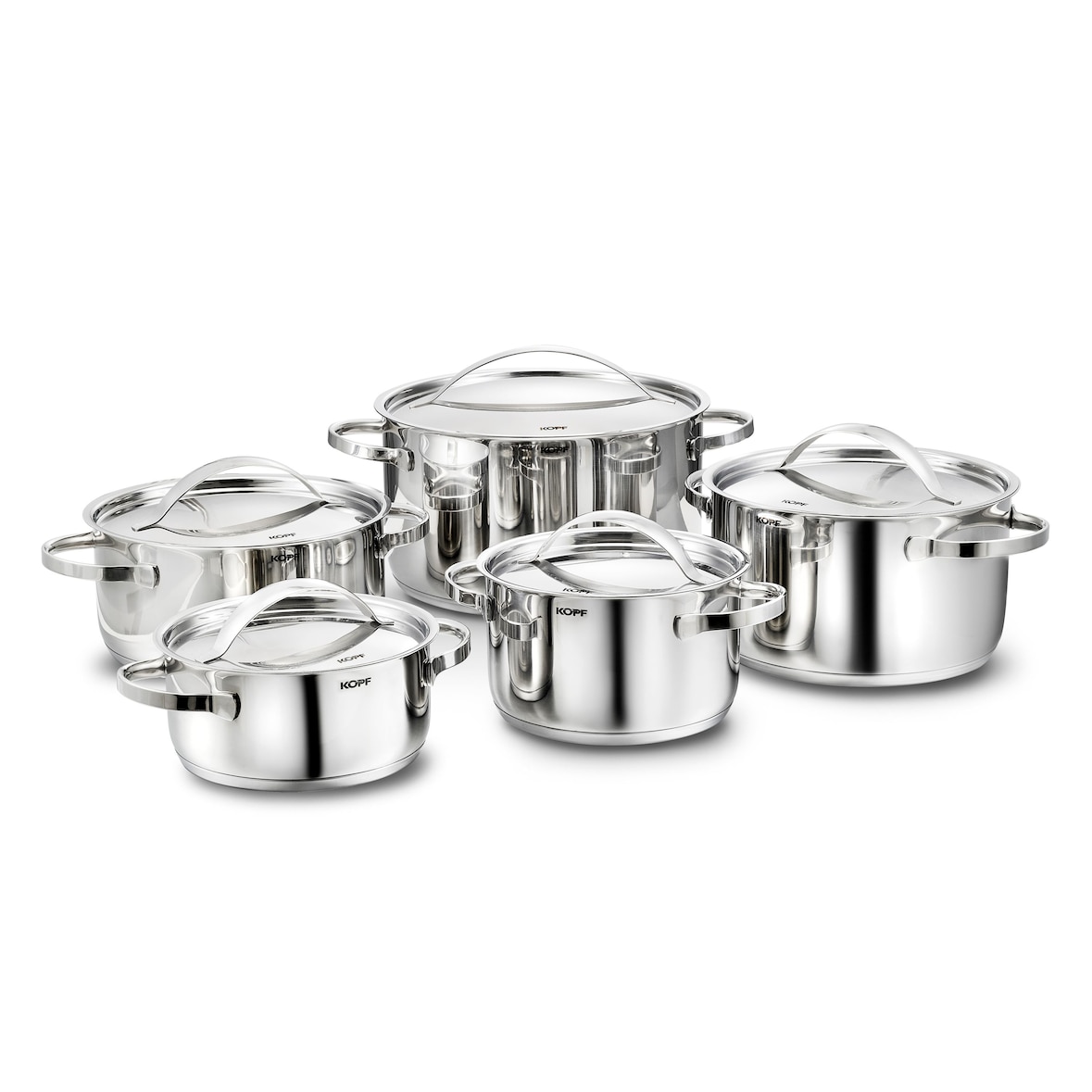 Kopf Topfset Stilo (Edelstahl, 10-teilig, inkl. 5 Deckel, Induktion)