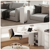 thumbnail of Klappbarer Esstisch mit Rollen, ausklappbaren Seitenflügeln und Ablagen für 4–6 Personen, 75 × 140 × 74 cm, weiß