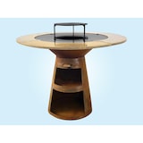 thumbnail of PURLINE Barbecue rond en acier Corten avec plaque en acier, grille et plateau en bois EFP59CO WOOD