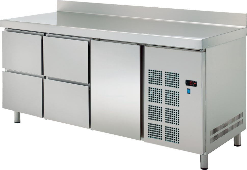 Kühler tisch gn 1/1 1 tür 4 schubladen - 1800x700x850 mm - 220 W 230/1V - 76099509 Eurast
