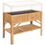 thumbnail of tectake potager sur pied avec étagère et rangement bois pin imprégné marron 119x57x90 cm jardin élevé