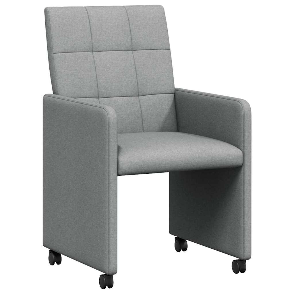 vidaXL Esszimmerstühle mit Rollen 2 pcs Hellgrau 58 x 65 x 94 cm Stoff