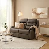 thumbnail of 2er Kinosessel HWC-O62, Relaxsessel Fernsehsessel mit Armlehne, Liegefunktion Kunstleder ~ grau