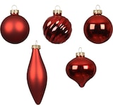 thumbnail of 10 Weihnachtskugeln 6cm Glas mit Rillen Oliven glänzend & matt Christbaumkugeln Weihnachtsbaumkugeln Christbaumschmuck Weihnachtsrot