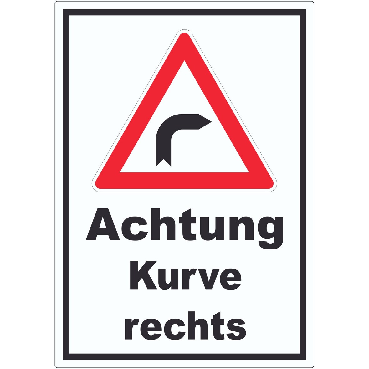 Aufkleber Achtung Kurve rechts A7 (74x105mm)