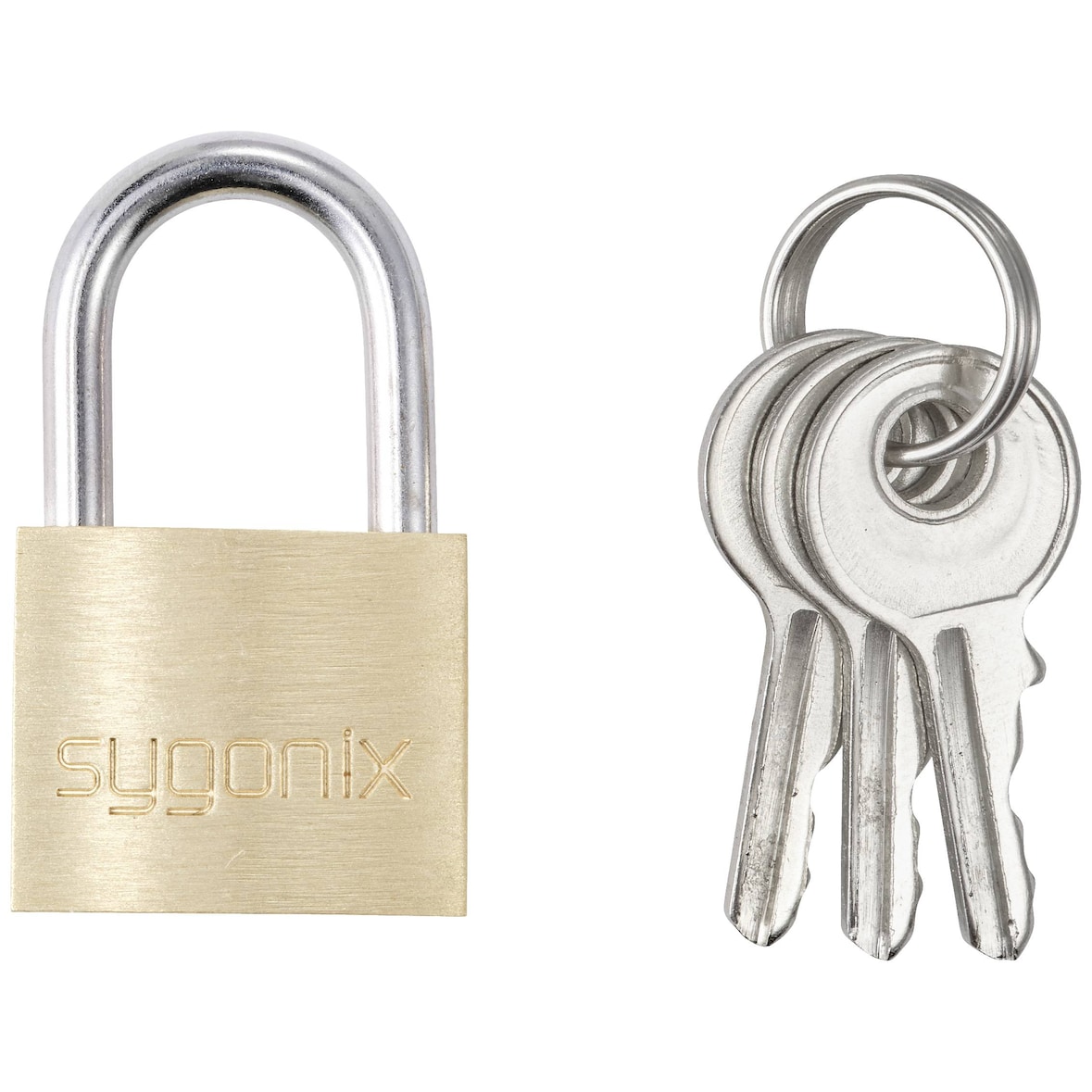 Sygonix SY-5045280 Vorhängeschloss 19.7 mm verschieden schließend Goldgelb Schlüsselschloss