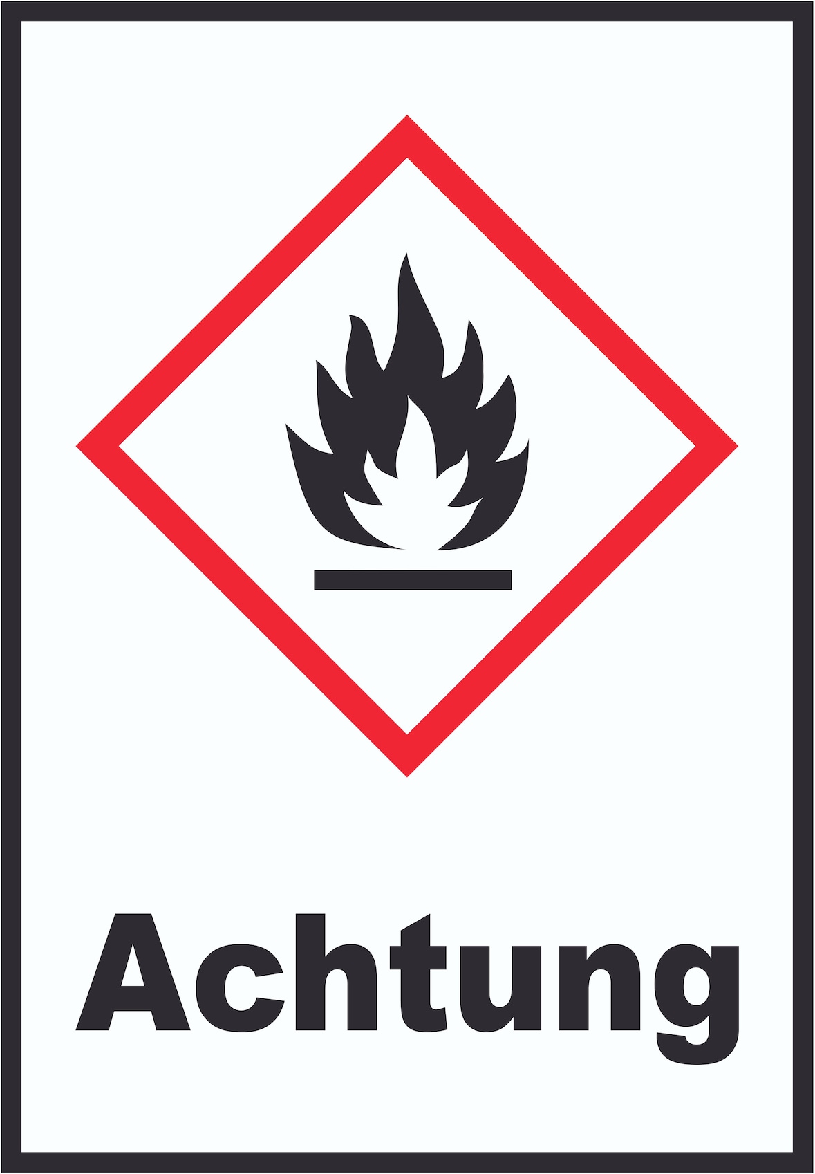Schild Entzündbare Stoffe Achtung Flamme hochkant A1 Rückseite selbstklebend