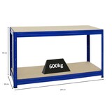 thumbnail of PROREGAL Etabli DINO réglable en hauteur, HxLxP 90x160x60cm, Capacité de charge 600kg, Bleu, Etabli d’Atelier, Table de Travail & Bricolage