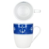 thumbnail of Ahoi 6x Kaffeebecher 280ml Porzellan-Tassen 6 Pers Tee Kakao nautisch Anker