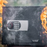 thumbnail of HMF 46161 Feuerfester Tresor mit Zahlenschloss, 41,2 x 35,5 x 36,3 cm, Schwarz