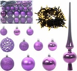 thumbnail of vidaXL Weihnachtskugel-Set mit 150 LEDs 61 pcs Lila Kunststoff