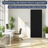 thumbnail of Aktenschrank abschließbar KADO 6 Ebenen verstellbar Flügeltüren Metallschrank Werkstatt Büroschrank aus Stahl Werkzeugschrank 220x90x40cm Schwarz